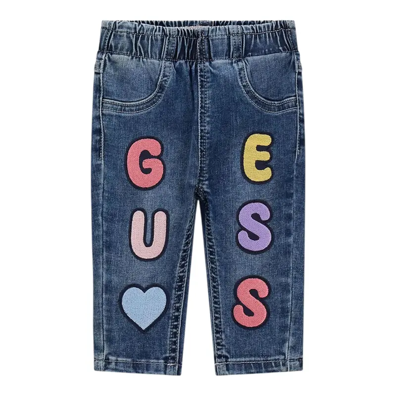 Guess Jeans tinta unita con Elastico In Vita Blu per Neonata