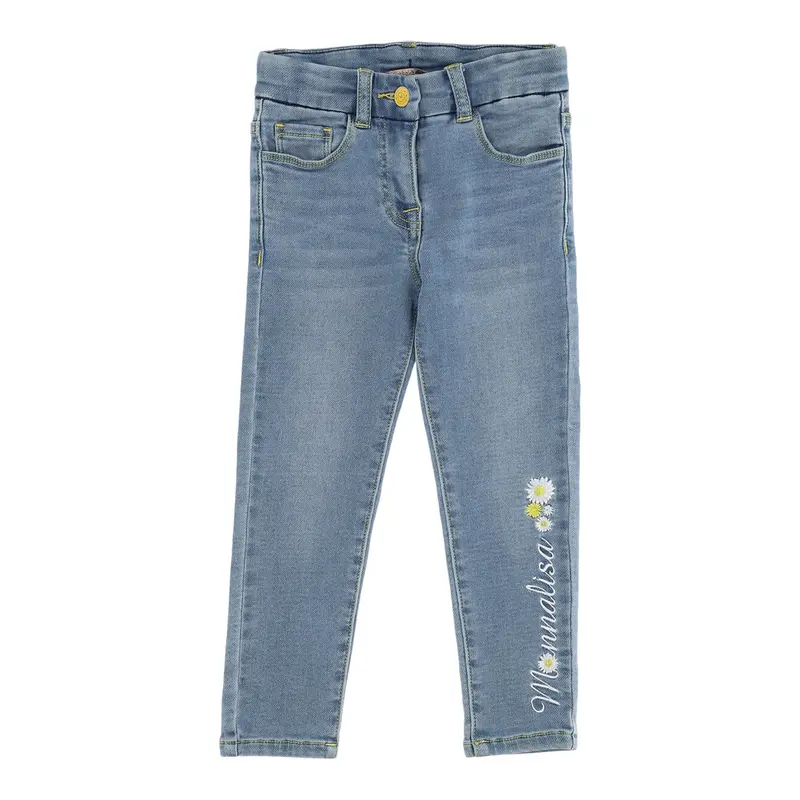 Guess Jeans tinta unita con Ricamo Logo Azzurro per Bambina