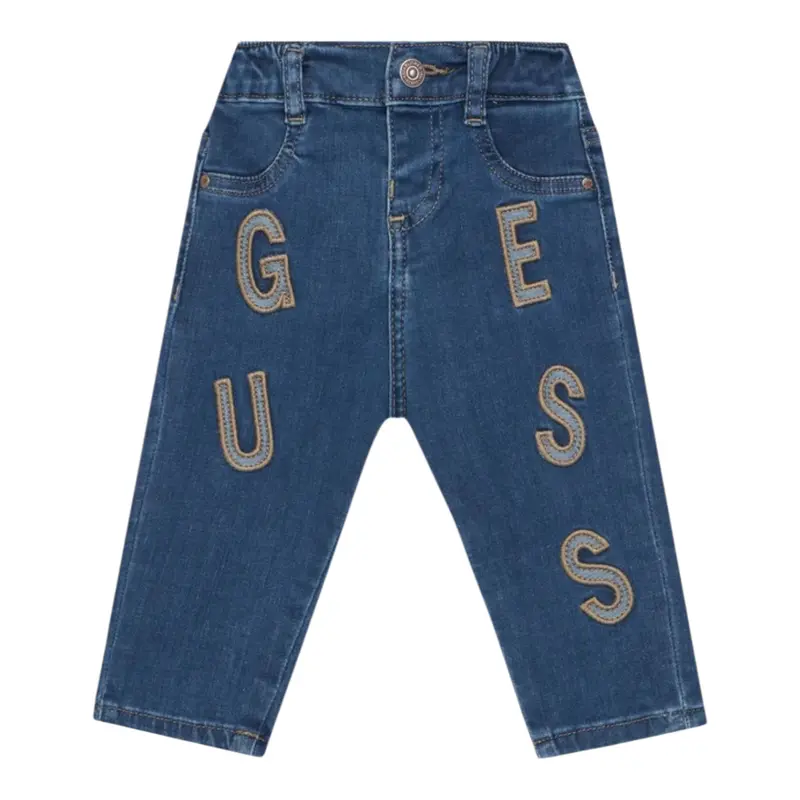 Guess Jeans tinta unita con Stampa Azzurro per Bambino