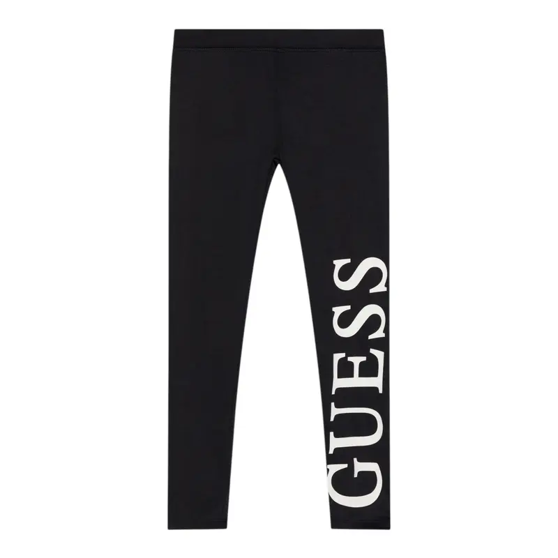 Guess Leggins tinta unita con Logo Nero per Bambina