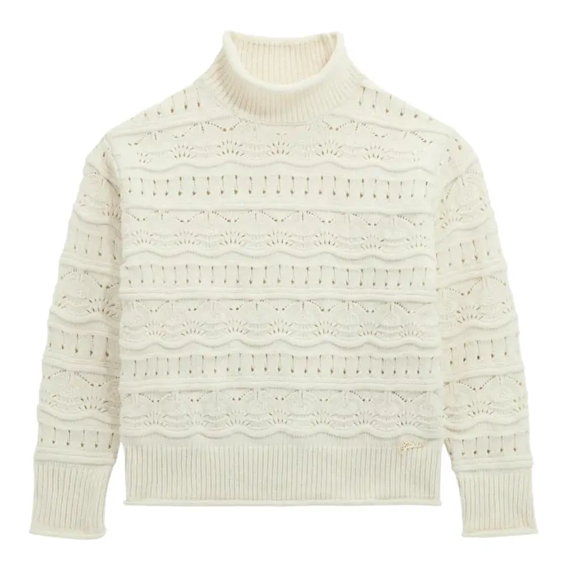 Guess Maglia tinta unita Collo Alto Panna per Bambina