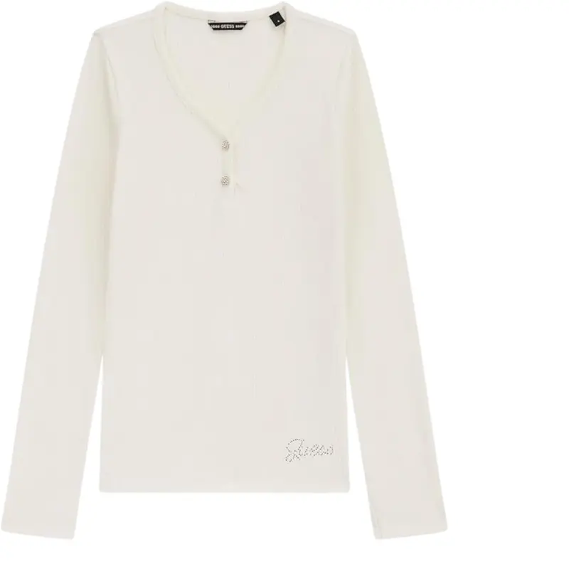 Guess Maglia tinta unita con Bottoni Panna per Bambina