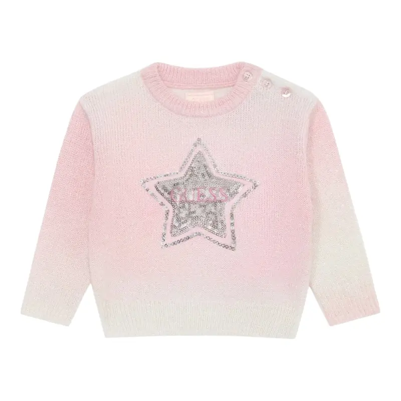 Guess Maglia tinta unita con Paillettes Rosa per Neonata