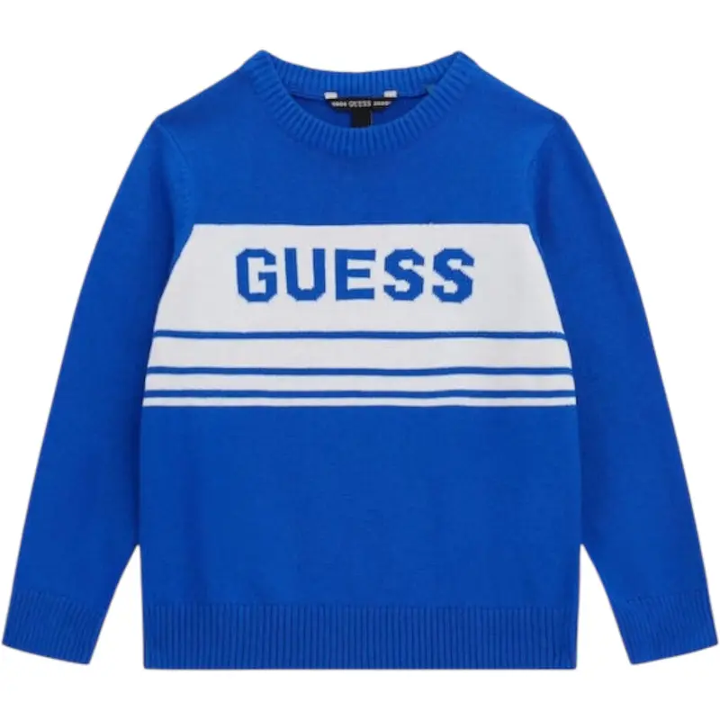 Guess Maglia tinta unita con Stampa Cobalto per Bambino