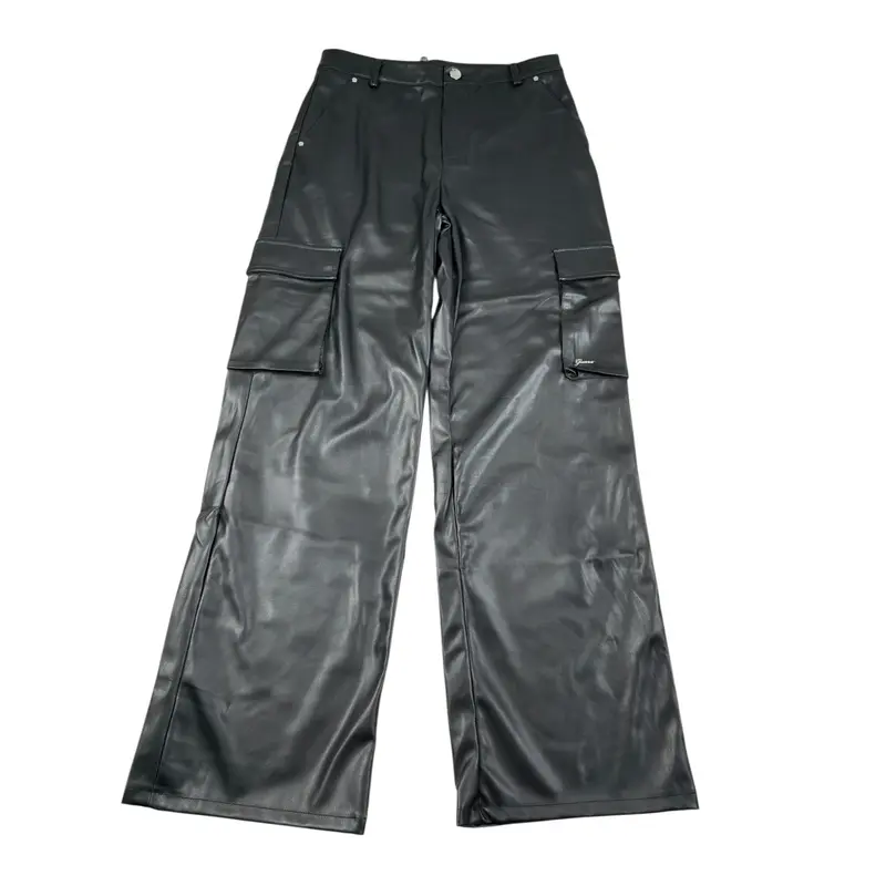 Guess Pantalone tinta unita Modello Palazzo In Ecopelle Nero per Bambina