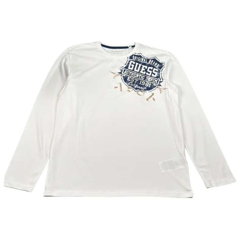 Guess Shirt Girocollo tinta unita con Stampa Bianco per Bambino