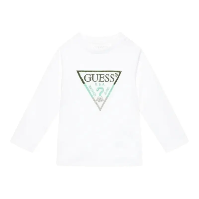 Guess Shirt tinta unita con Logo Bianco per Neonato