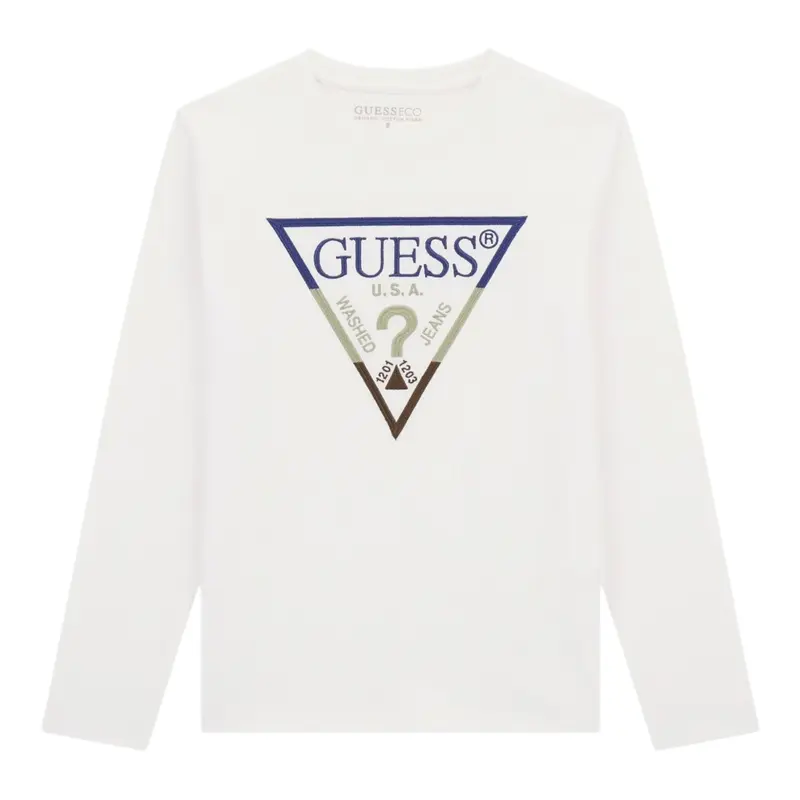 Guess Shirt tinta unita con Logo Bianco per Neonato
