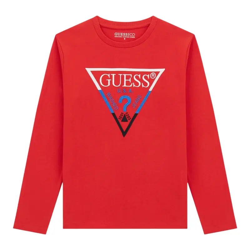 Guess Shirt tinta unita con Logo Rosso per Neonato