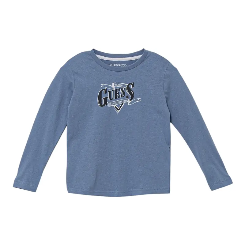 Guess Shirt tinta unita con Stampa Azzurro per Neonato