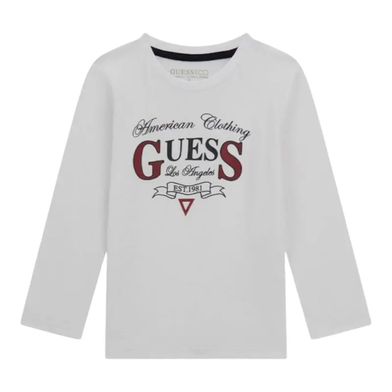 Guess Shirt tinta unita con Stampa Bianco per Bambino