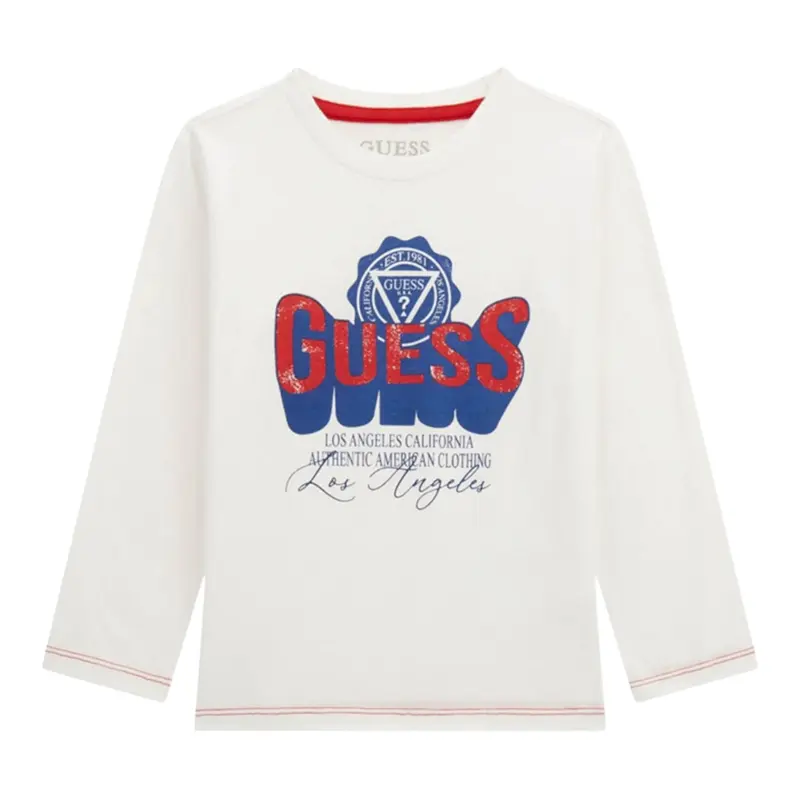 Guess Shirt tinta unita con Stampa Bianco per Bambino