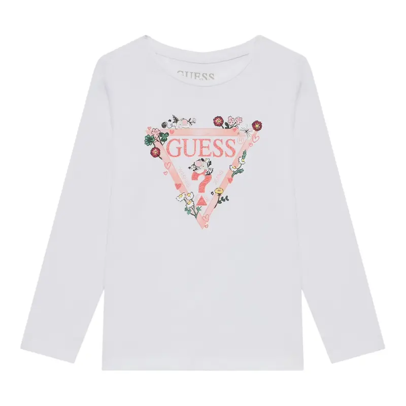Guess Shirt tinta unita con Stampa Bianco per Neonata