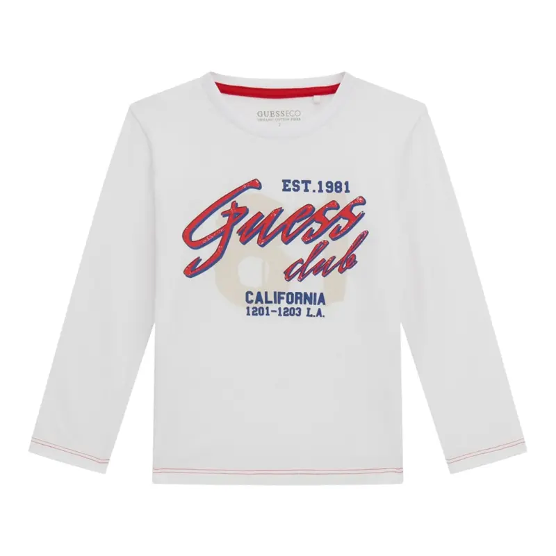 Guess Shirt tinta unita con Stampa Bianco per Neonato