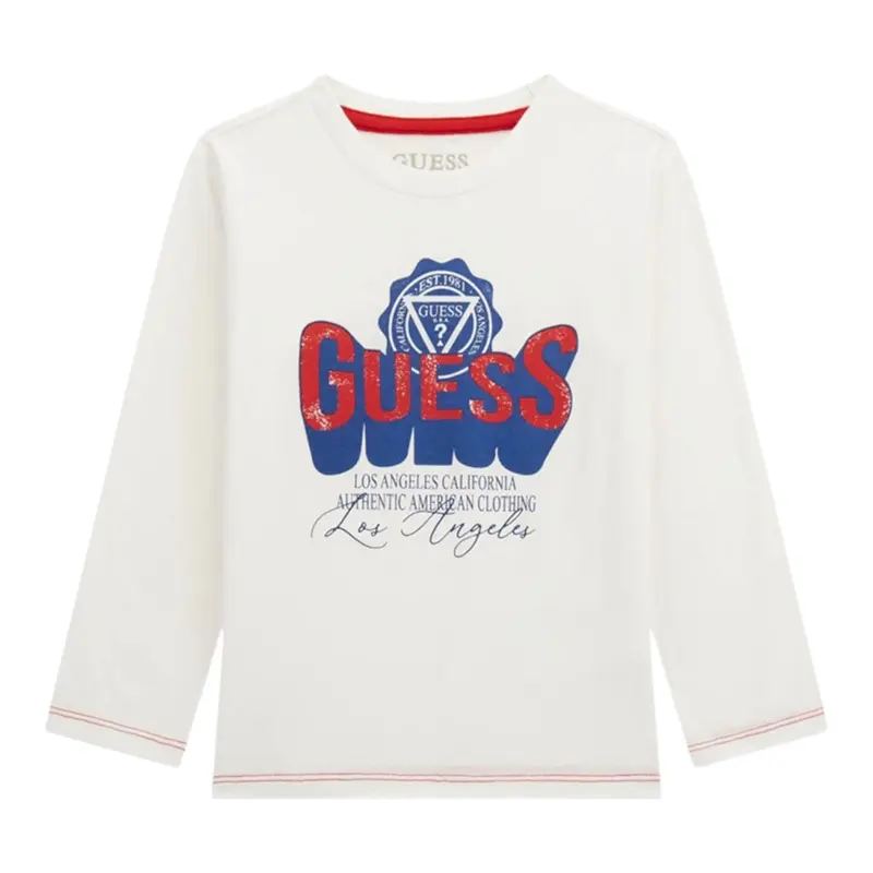 Guess Shirt tinta unita con Stampa Bianco per Neonato