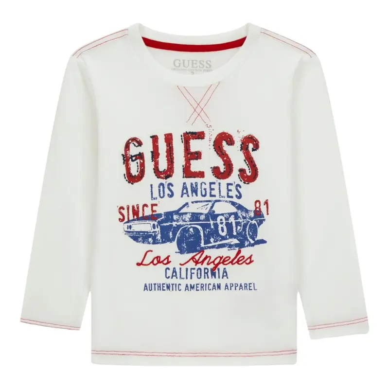 Guess Shirt tinta unita con Stampa Bianco per Neonato