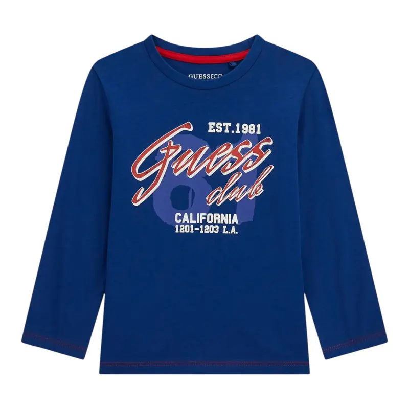 Guess Shirt tinta unita con Stampa Blu per Bambino