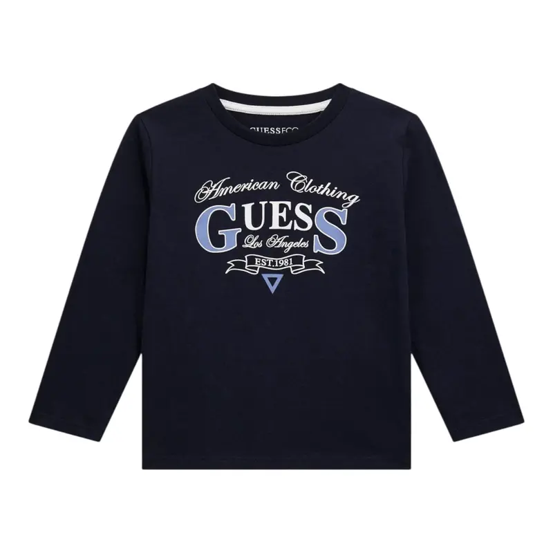 Guess Shirt tinta unita con Stampa Blu per Bambino