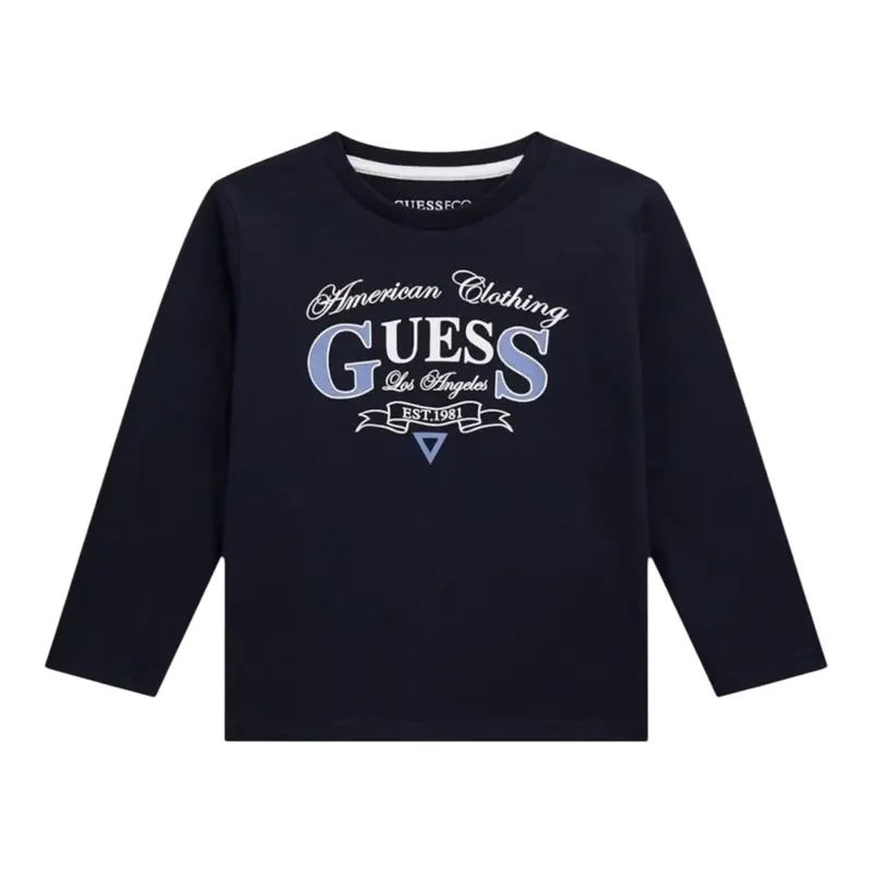 Guess Shirt tinta unita con Stampa Blu per Neonato