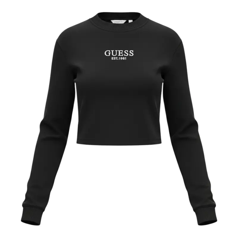 Guess Shirt tinta unita con Stampa Logo Nero per Bambina