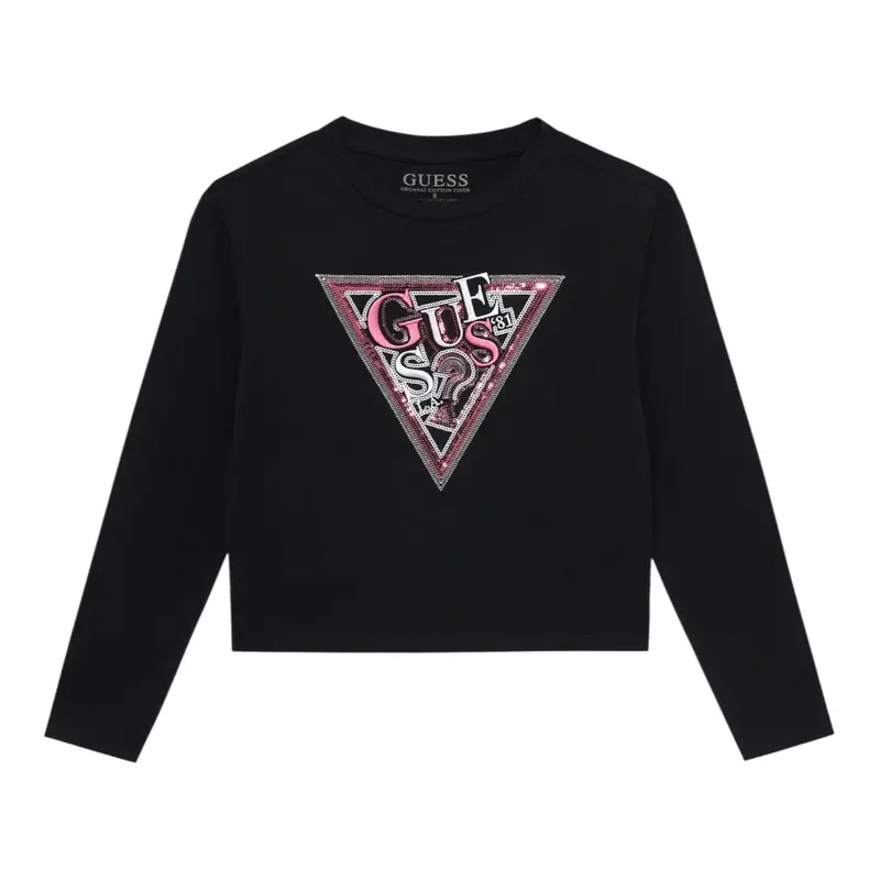 Guess Shirt tinta unita con Stampa Nero per Bambina