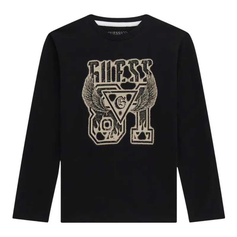 Guess Shirt tinta unita con Stampa Nero per Bambina