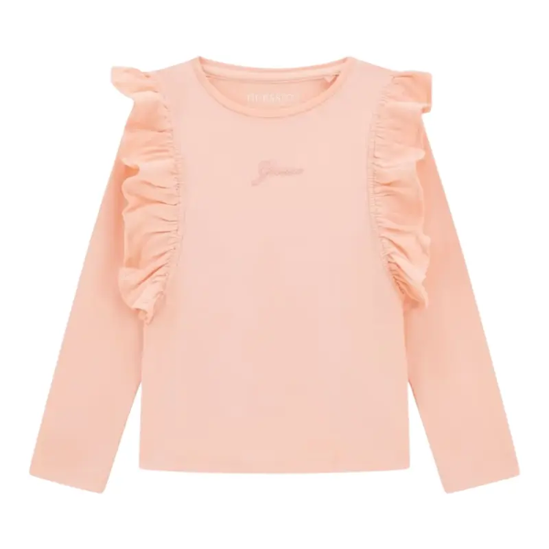 Guess Shirt tinta unita con Stampa Rosa per Bambina