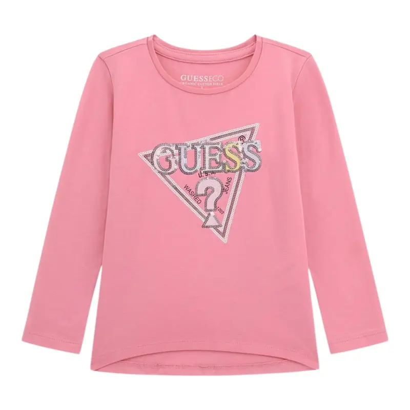 Guess Shirt tinta unita con Stampa Rosa per Neonata