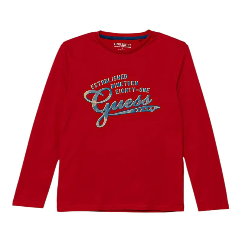 Guess Shirt tinta unita con Stampa Rosso per Bambino