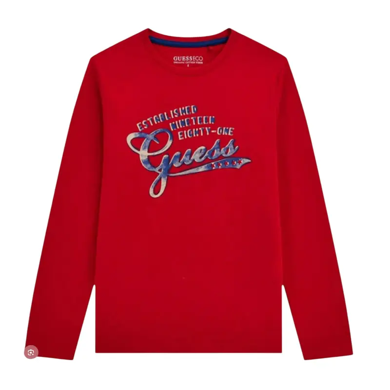 Guess Shirt tinta unita con Stampa Rosso per Bambino