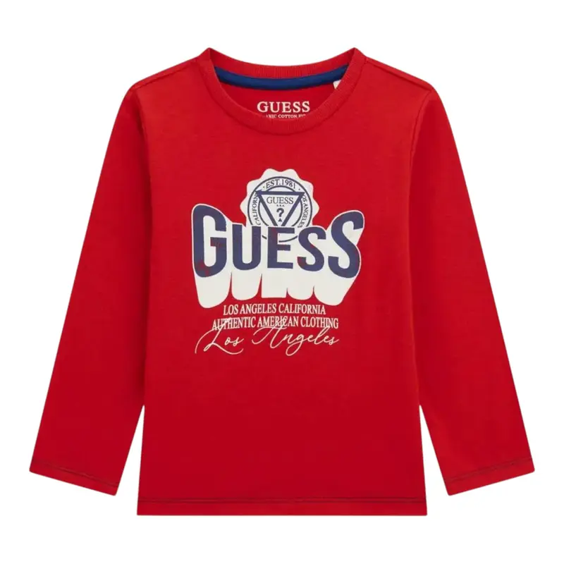 Guess Shirt tinta unita con Stampa Rosso per Neonato