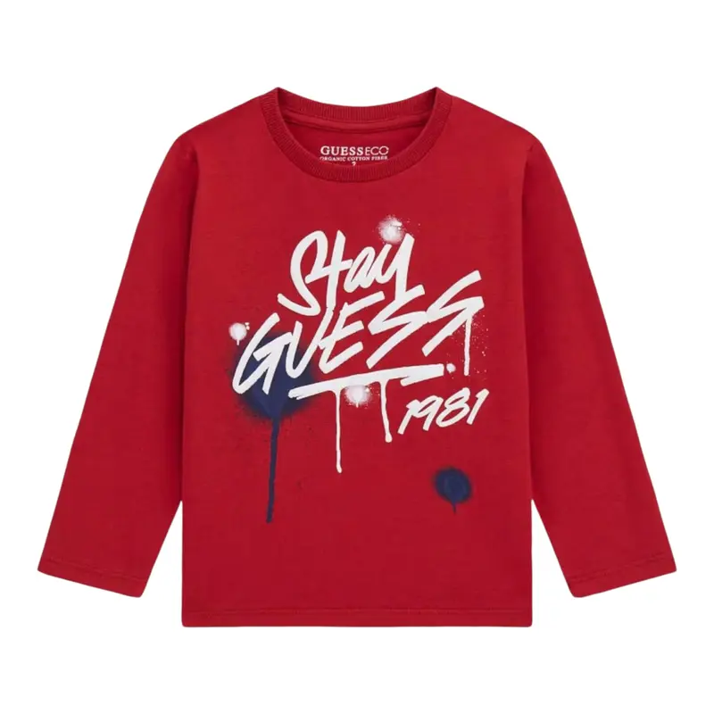 Guess Shirt tinta unita con Stampa Rosso per Neonato