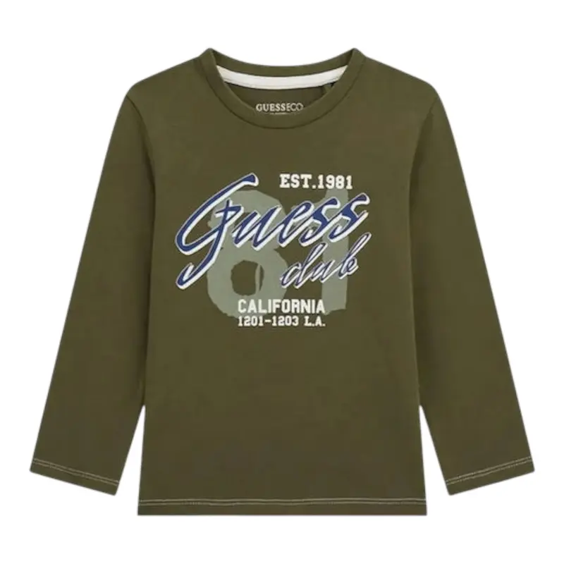 Guess Shirt tinta unita con Stampa Verde per Neonato