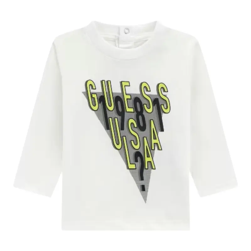 Guess Shirt tinta unita Girocollo con Stampa Bianco per Neonato