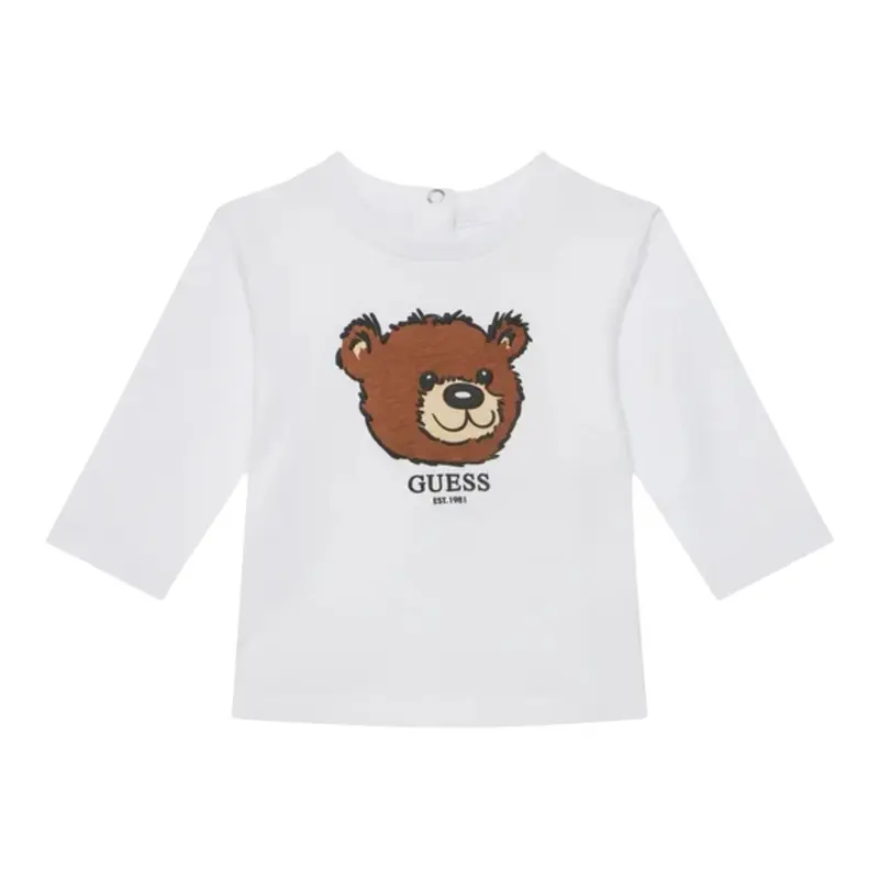 Guess Shirt tinta unita Girocollo con Stampa Bianco per Neonato