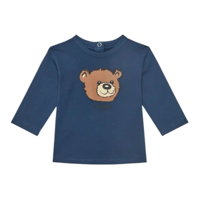 Guess Shirt tinta unita Girocollo con Stampa Blu per Neonato