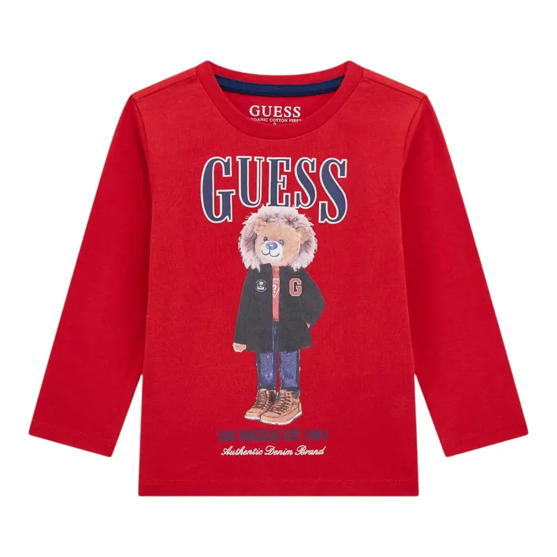 Guess Shirt tinta unita Girocollo con Stampa Rosso per Neonato