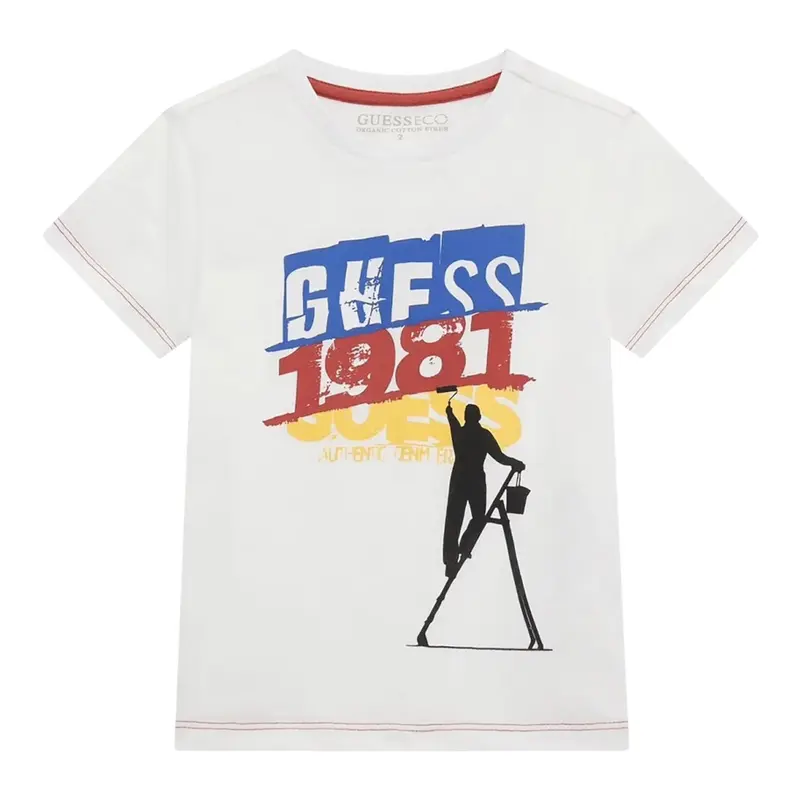 Guess T-Shirt tinta unita con Stampa Bianco per Neonato
