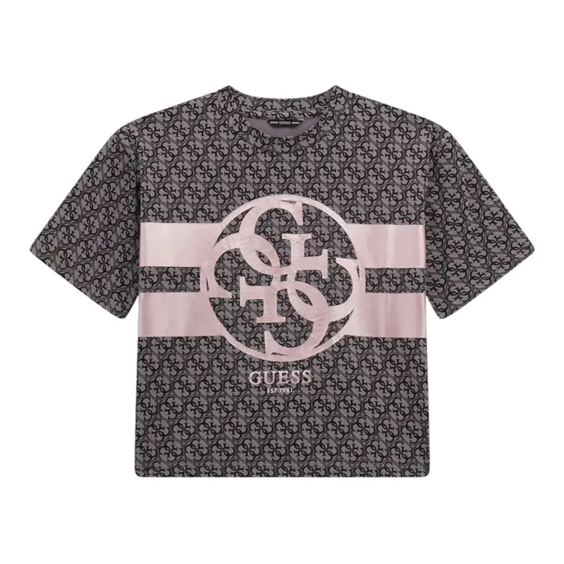 Guess T-Shirt tinta unita con Stampa Grigio per Bambina