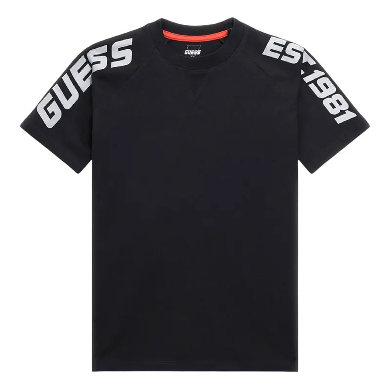 Guess T-Shirt tinta unita con Stampa Nero per Bambino