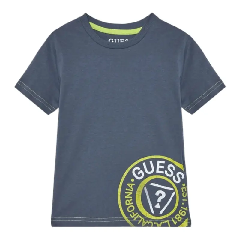 Guess T-Shirt tinta unita con Stampa Polvere per Bambino