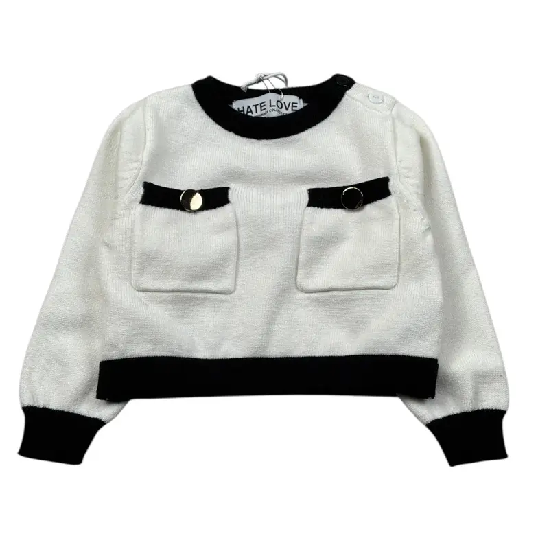 Hate Love Maglia Girocollo tinta unita Panna per Neonata