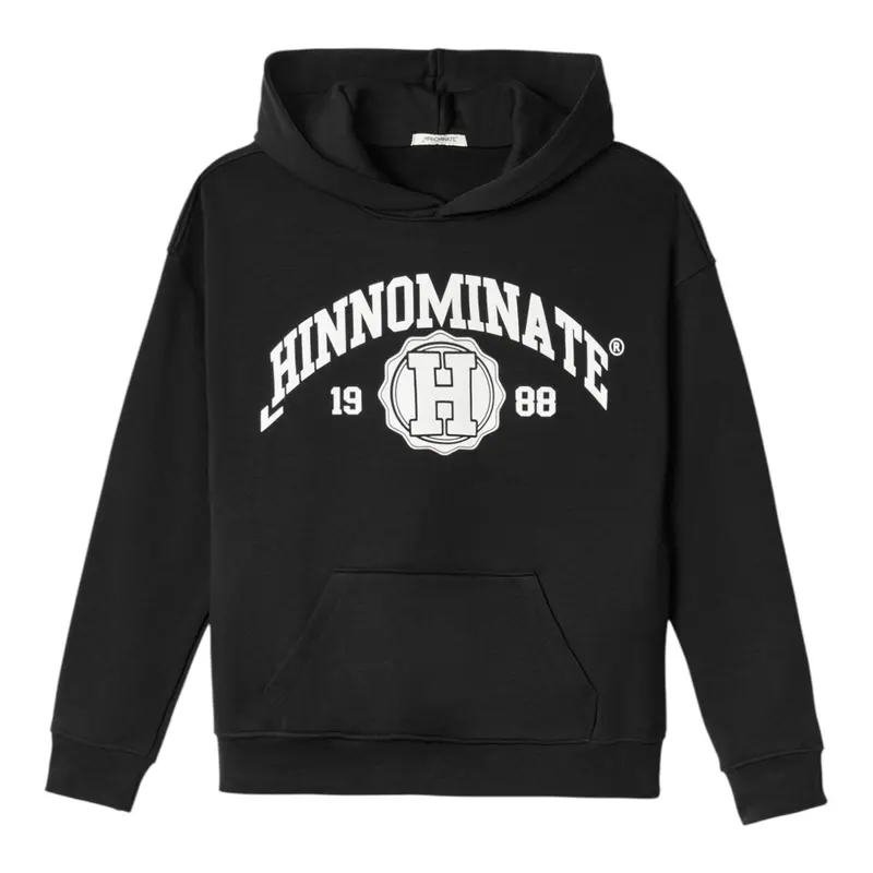 Hinnominate Felpa Chiusa con Cappuccio tinta unita Nero per Bambino