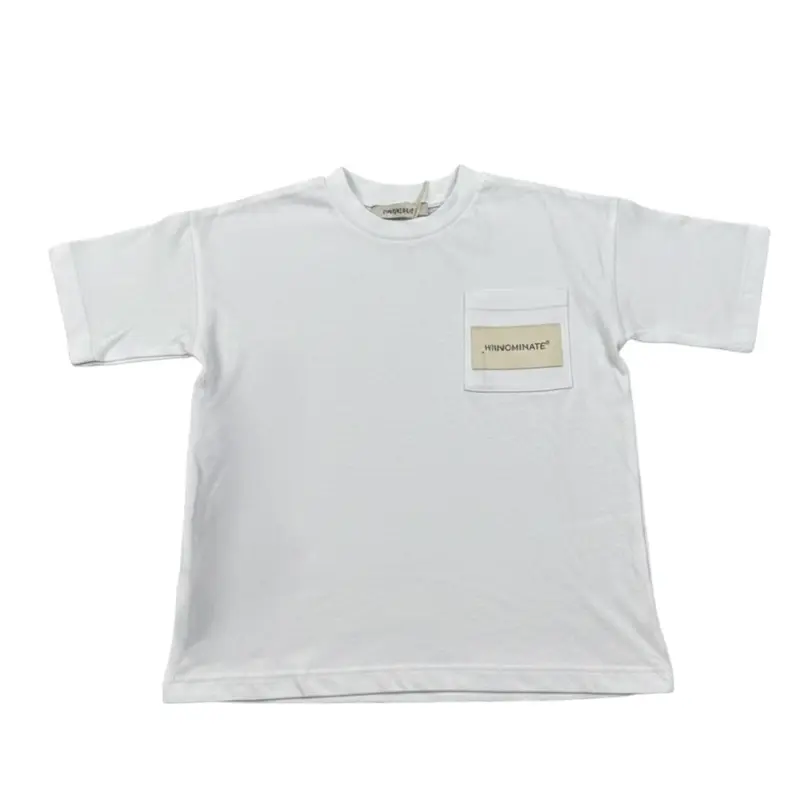 Hinnominate T-Shirt Girocollo tinta unita con Taschino Bianco per Bambino