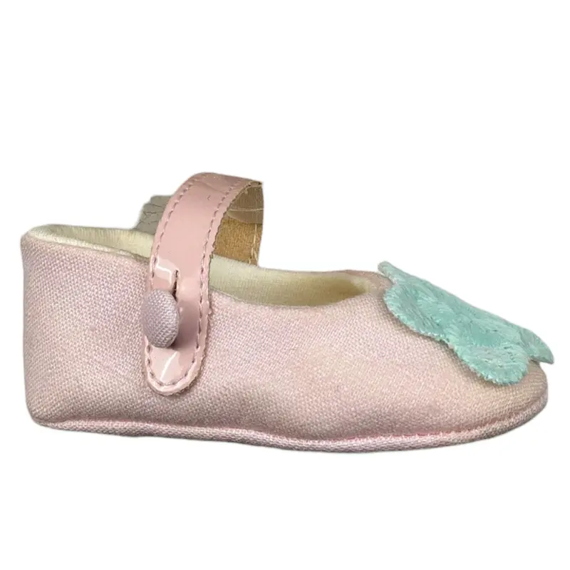 I Delfi Ballerina tinta unita con Applicazione Rosa per Neonata