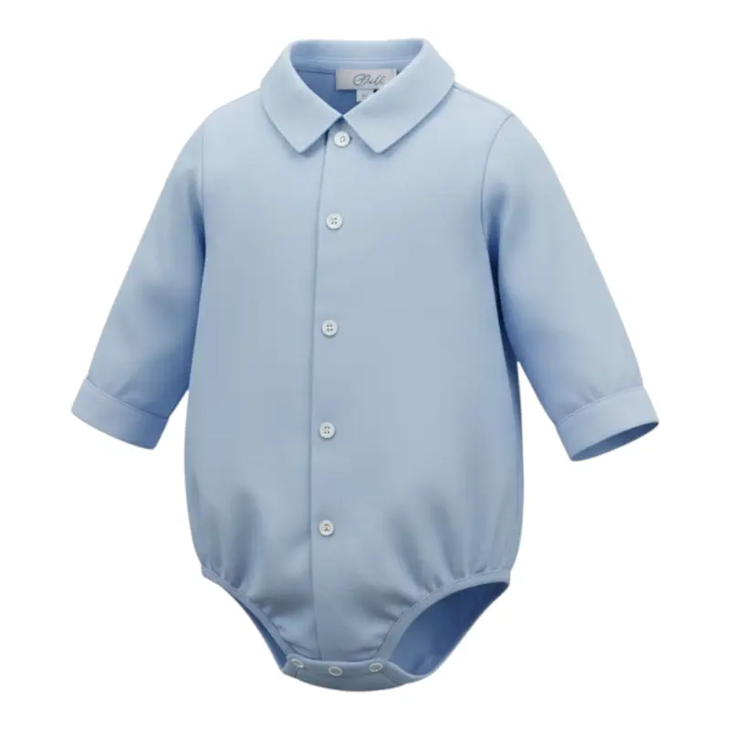 I Delfi Camicia tinta unita Modello Body Azzurro per Neonato