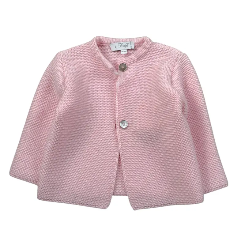 I Delfi Cardigan tinta unita con Bottoni Rosa per Neonata
