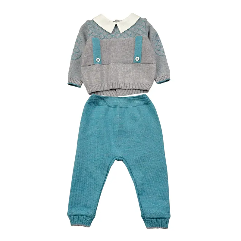 I Delfi Completo 2Pz Maglia-Pantalone Grigio per Neonato