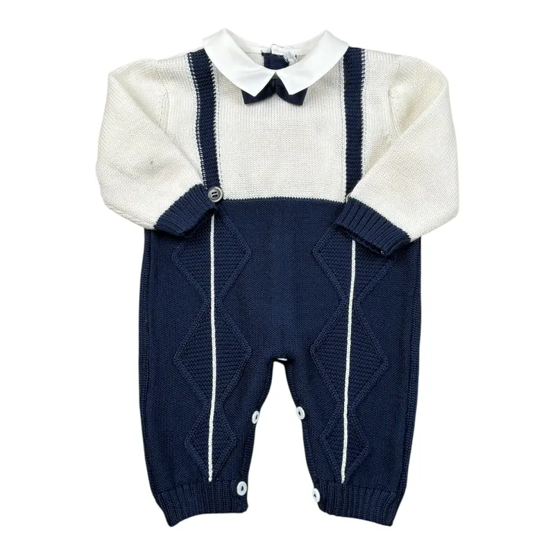 I Delfi Pagliaccetto Bicolore Bianco/Blu per Neonato