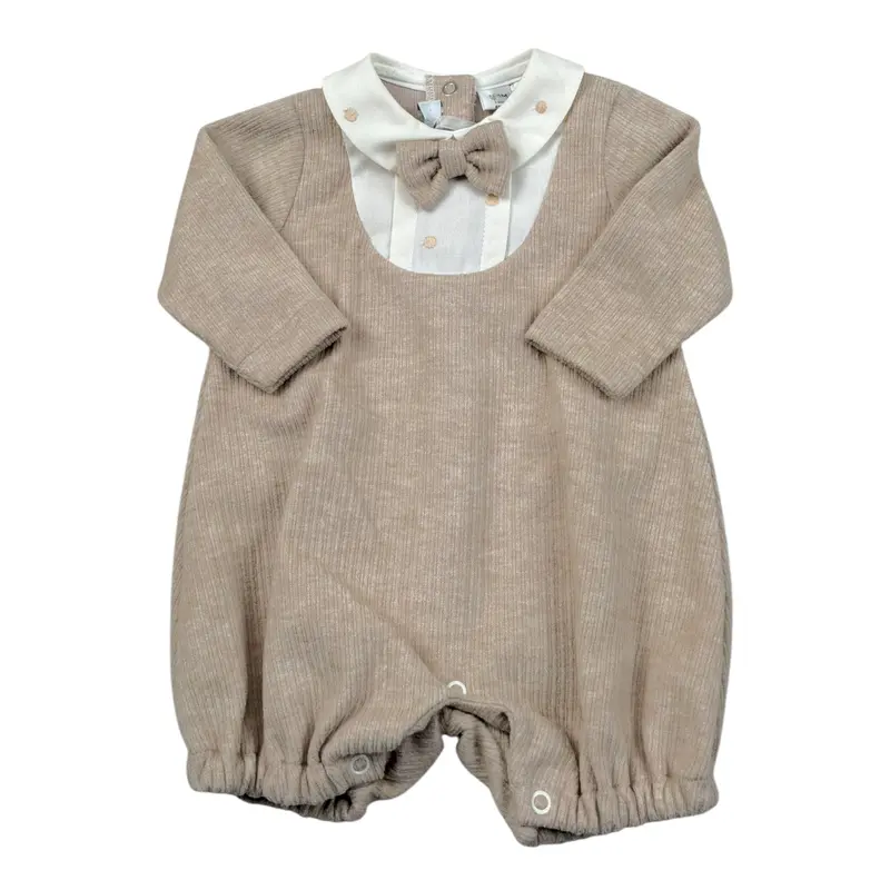 I Delfi Pagliaccetto Bicolore con Colletto Beige per Neonato